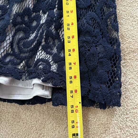 Betsy & Adam Lace Blue Floral Evening Dress Prom Homecoming Sz 10 - Picture 8 of 10